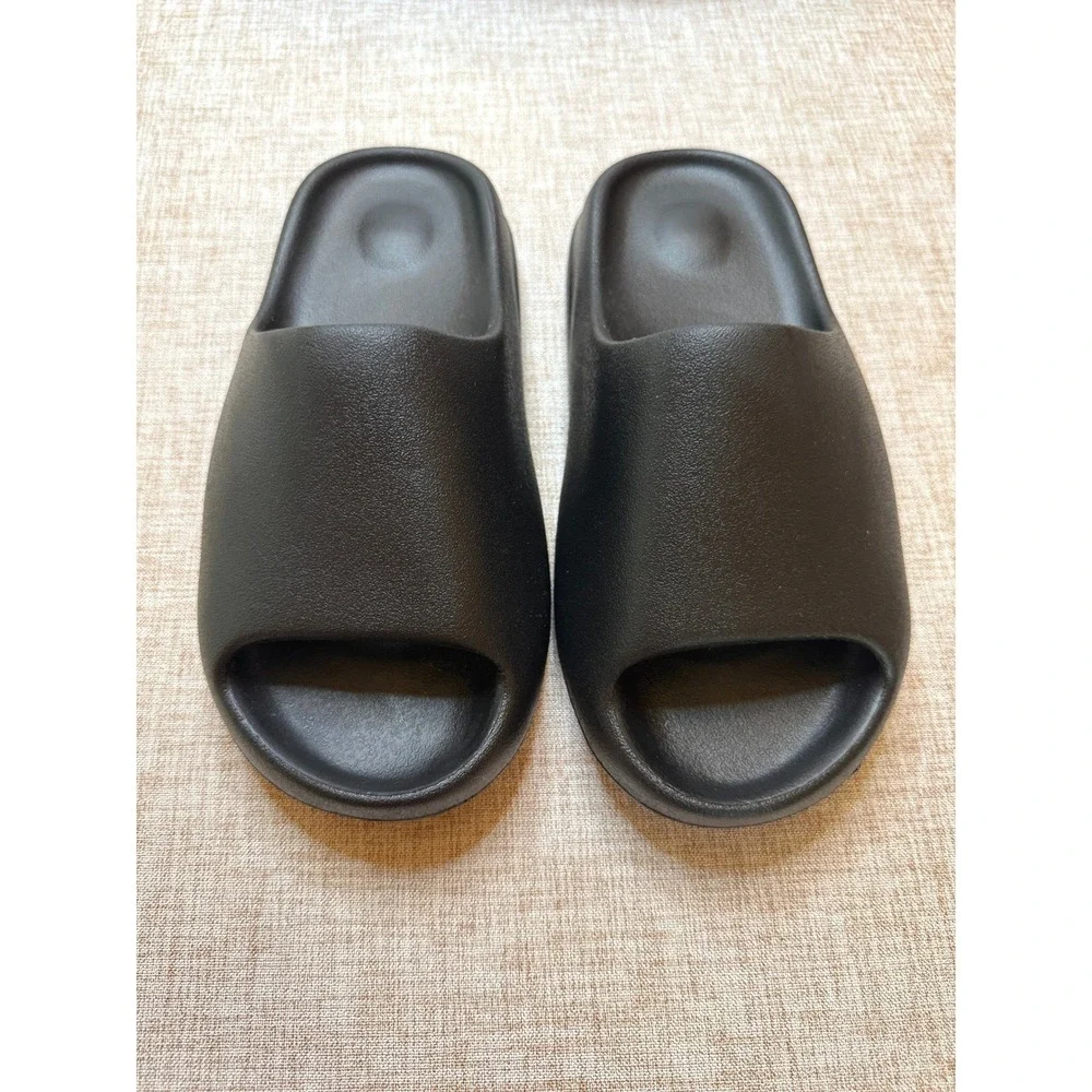 YS-01 Black Comfort Slides Chunky Platform Open Toe Sandals Mens Size 6 NEW